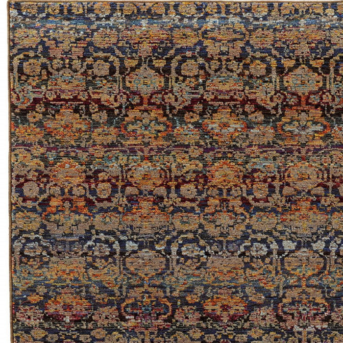 9' x 12' Abstract Power Loom Area Rug - Blue And Brown