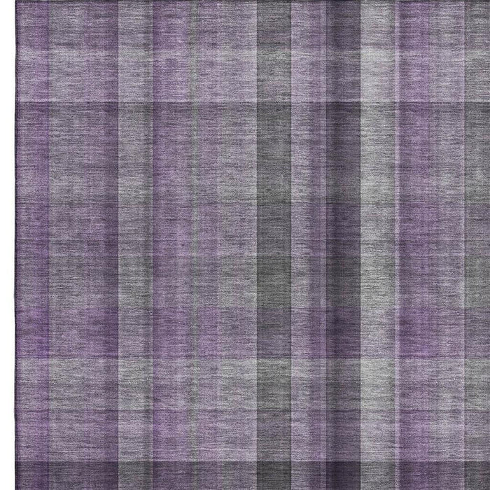8' X 10' Plaid Washable Area Rug With UV Protection (648512) - Purple / Gray