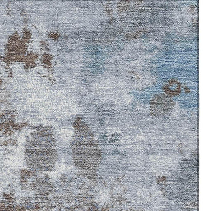 10' X 14' Abstract Washable Area Rug With UV Protection (718352) - Brown / Blue