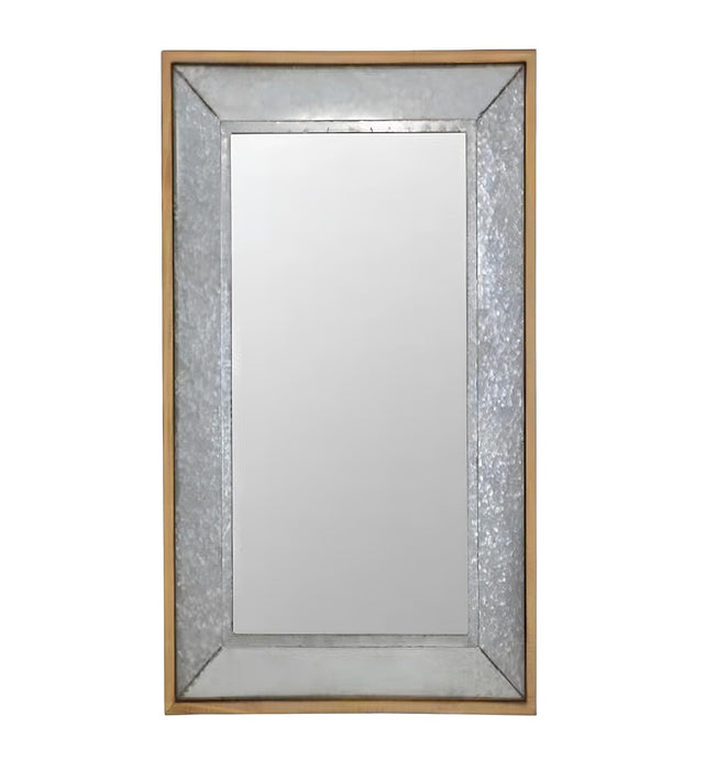 84" Metal And Wood Framed Leaning Accent Mirror - Gray / Brown