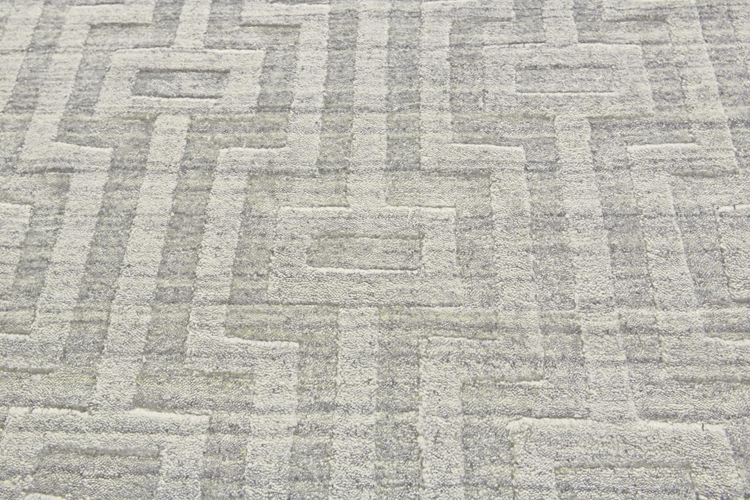 9' X 12' Geometric Hand Woven Area Rug (744370) - Silver / Gray