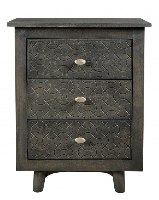 30" Three Drawer Nightstand - Gray
