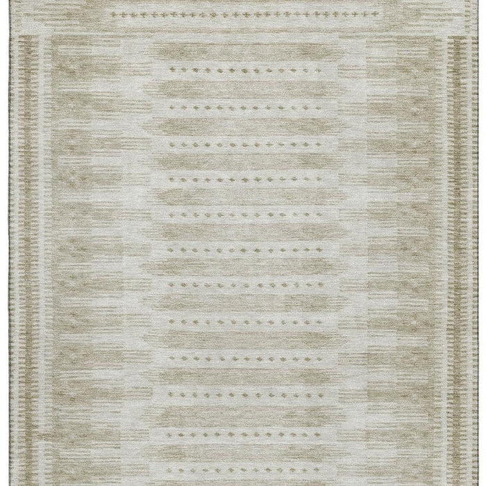 10' X 14' Geometric Washable Area Rug With UV Protection (708031) - Khaki / Beige