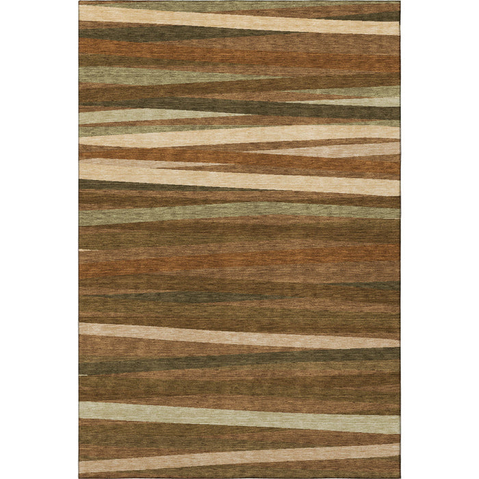 10' X 14' Striped Washable Area Rug With UV Protection (678520) - Rust / Brown / Copper