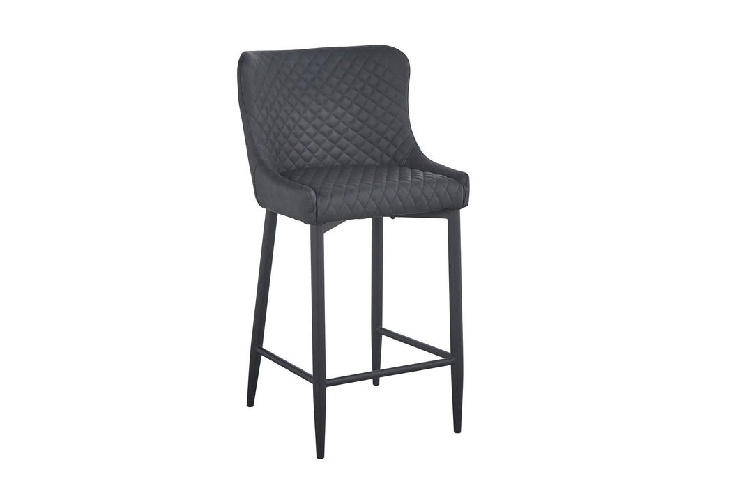30" Faux Leather And Metal Low Back Bar Height Bar Chairs (Set of 2) - Gray / Black