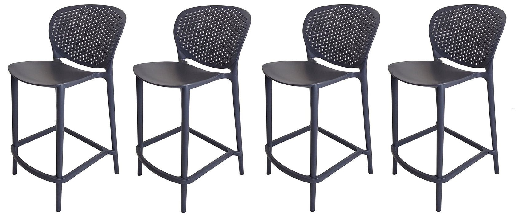 30" Contemporary Heavy Duty Plastic Low Back Bar Height Bar Chairs (Set of 4) - Dark Gray