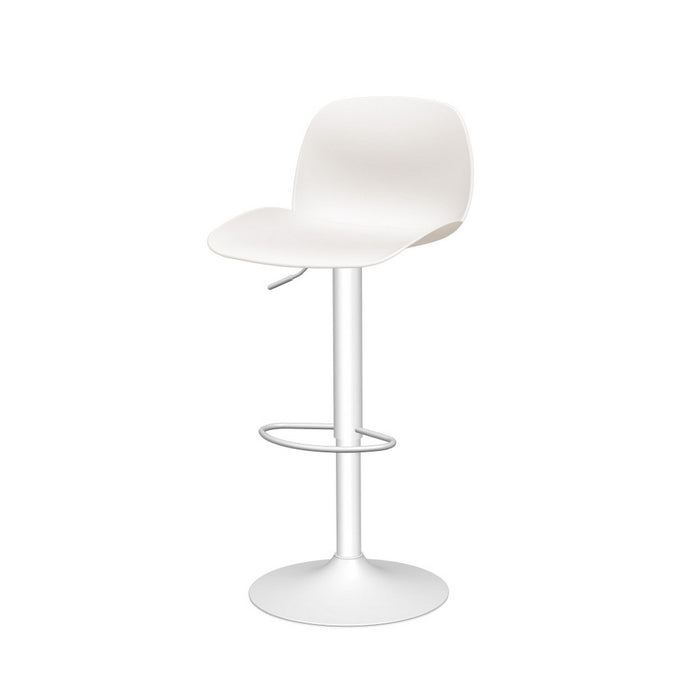 Contemporary Heavy Duty Plastic And Metal Low Back Adjustable Height Swivel Bar Chairs (Set of 2) - White