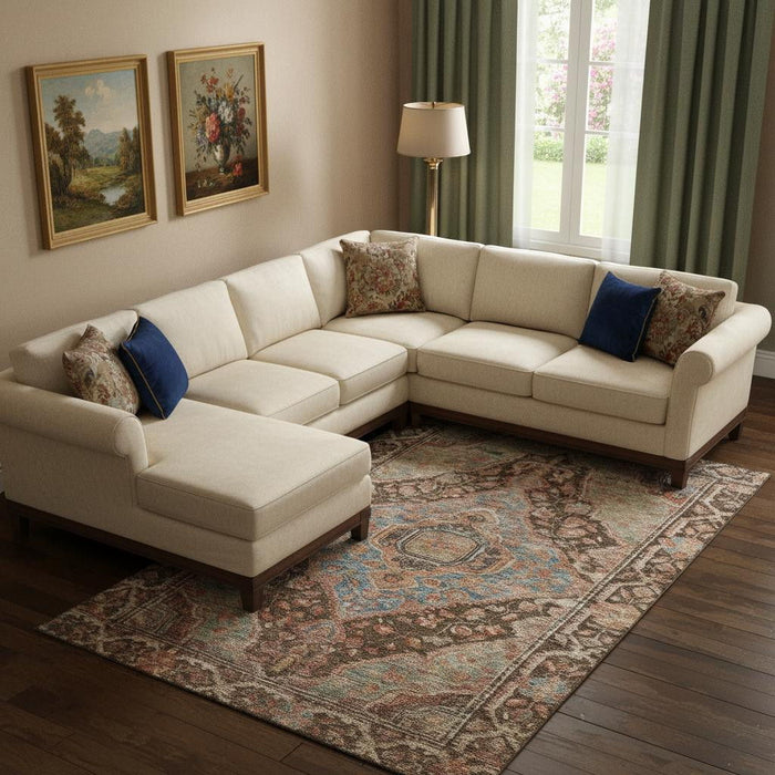 10' X 14' Oriental Washable Area Rug With UV Protection (700523) - Chocolate / Blue