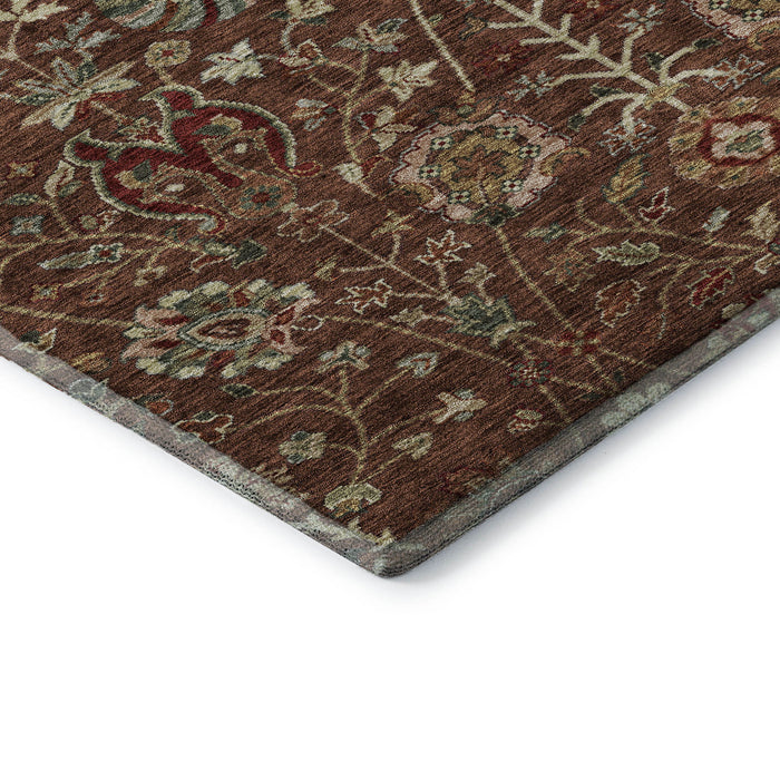 10' X 14' Floral Washable Area Rug With UV Protection (683992) - Rust / Red / Beige