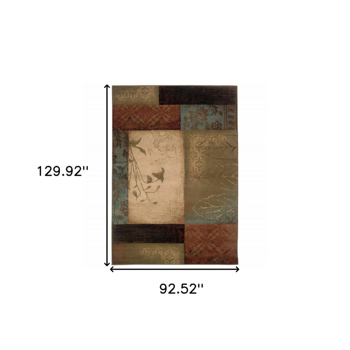 8' x 11' Floral Block Pattern Area Rug - Beige And Brown