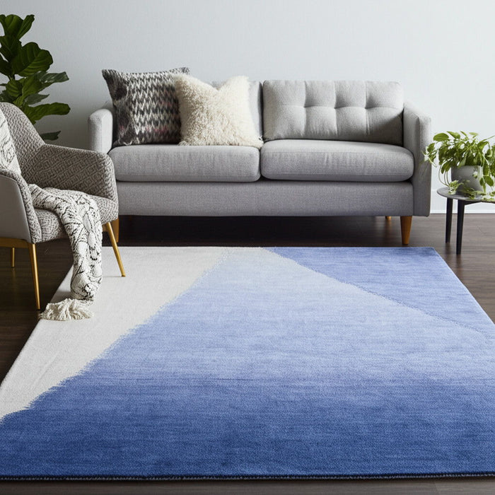 5' X 8' Geometric Hand Tufted Area Rug - Blue And Gray