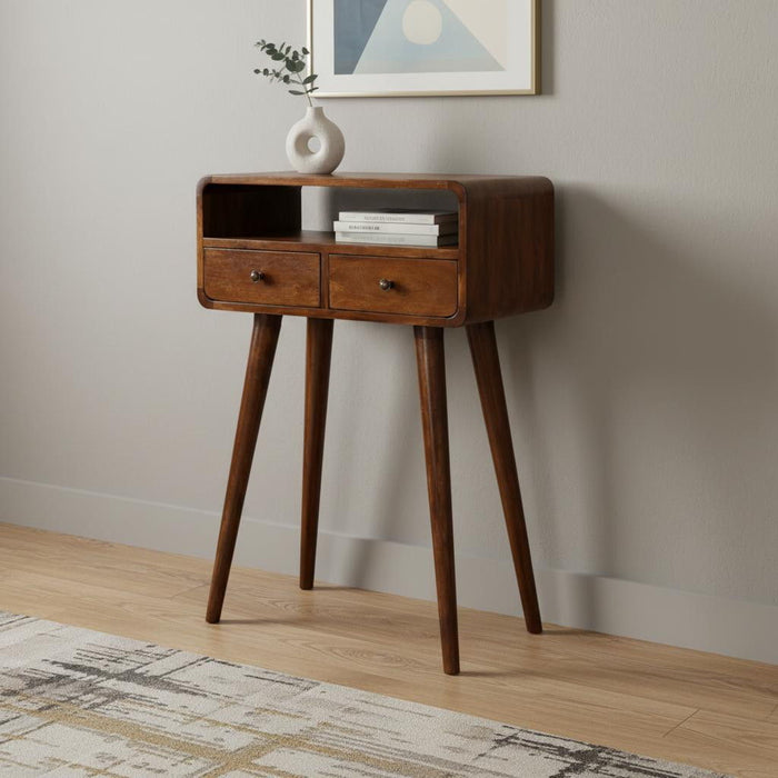 Solid Wood Solid Console Table With Shelf With Drawer (723395) - Brown