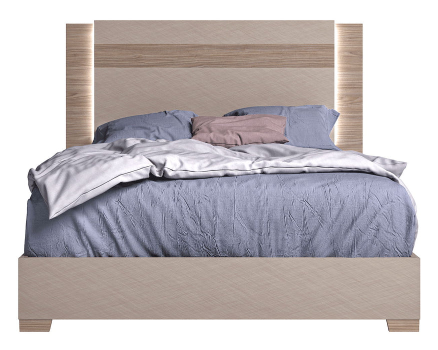 Nora - King Size Bed With Light - Beige / Light Brown