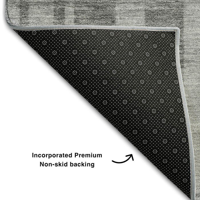 10' X 14' Striped Washable Area Rug With UV Protection (683273) - Gray / Silver