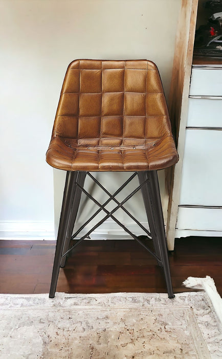 Faux Leather Tufted Side Chair - Brown