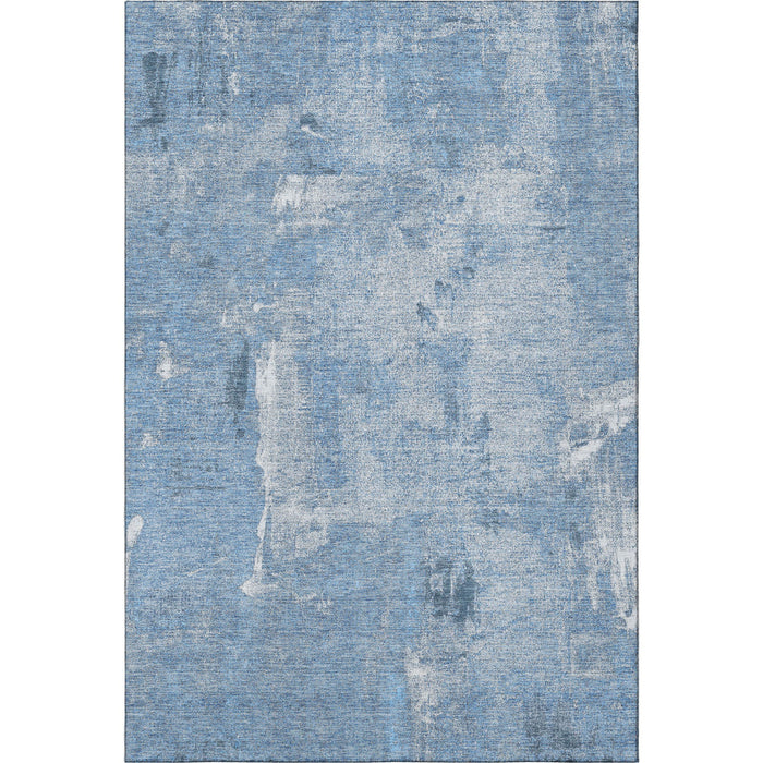 10' X 14' Abstract Washable Area Rug With UV Protection (677993) - Denim Blue / Ivory
