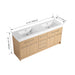 Giga freestanding bathroom vanity with resin sink, soft-closing doors and drawers, modern design and polished finish.