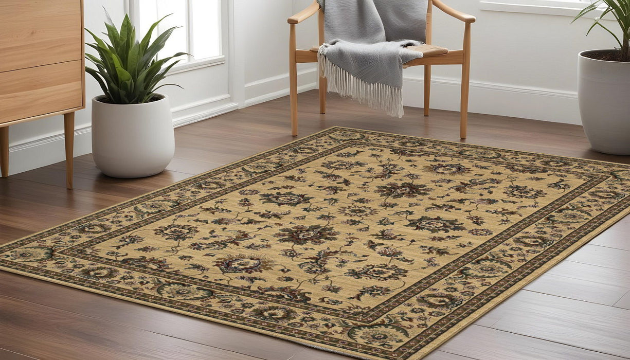 8' Oriental Square Rug - Ivory And Green