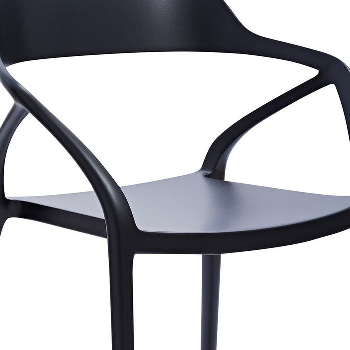 Heavy Duty Plastic Open Back Dining Arm Chairs (Set of 4) - Black