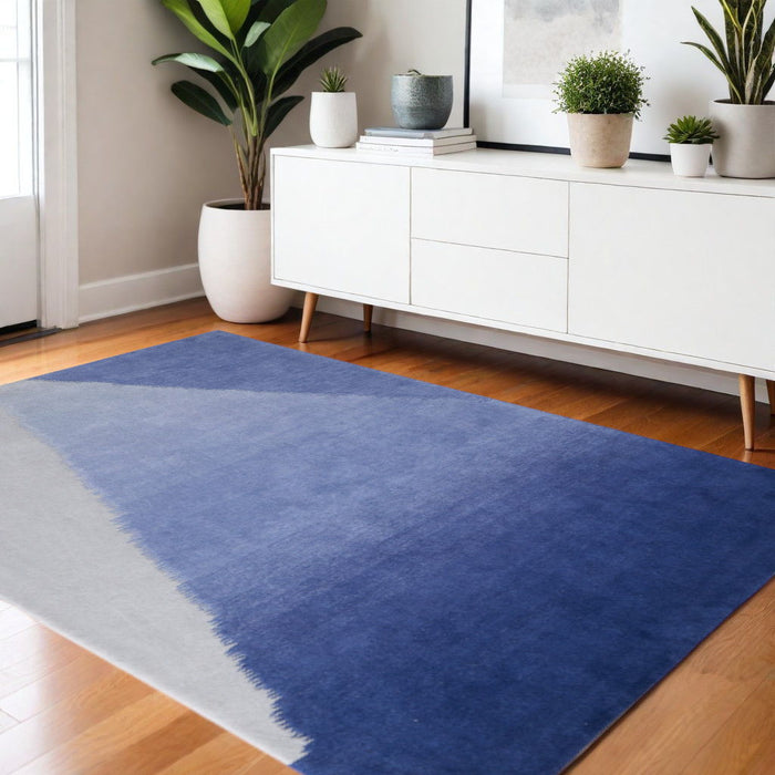4' X 6' Geometric Hand Tufted Area Rug - Blue And Gray