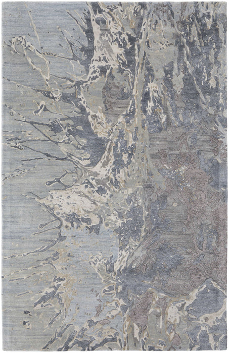 9' X 12' Abstract Hand Tufted Distressed Area Rug - Ivory