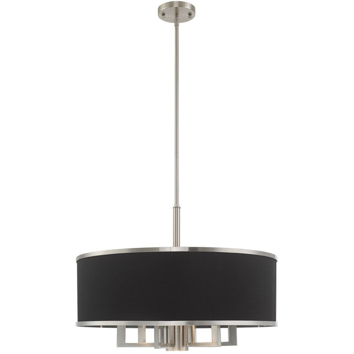20'' Seven-Light Dimmable Chandelier With Shades - Nickel