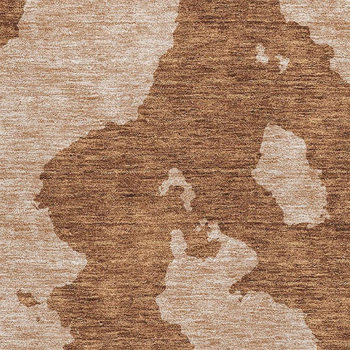 10' X 14' Abstract Washable Area Rug With UV Protection (677064) - Terra Cotta / Beige