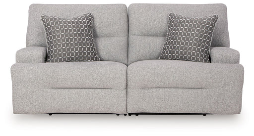 Signature Design by Ashley Acklen Place 2-piece pewter reclining sectional loveseat with plush cushions and reclining features.