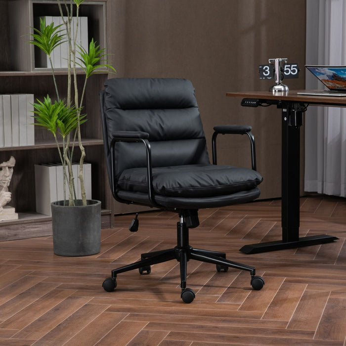 Giga mid-back ergonomic office chair with wheels, padded armrests, and swivel design for home and desk use