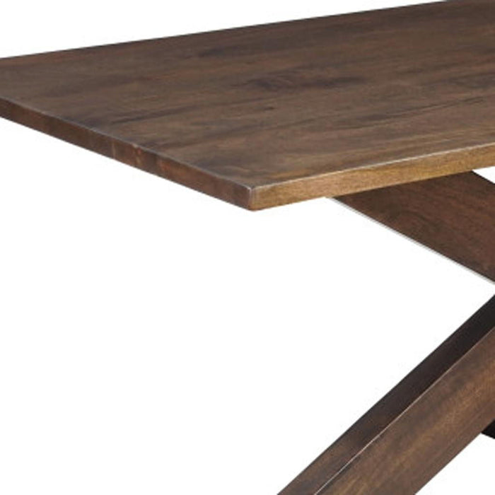 Solid Wood Cross Leg Base Dining Table - Brown