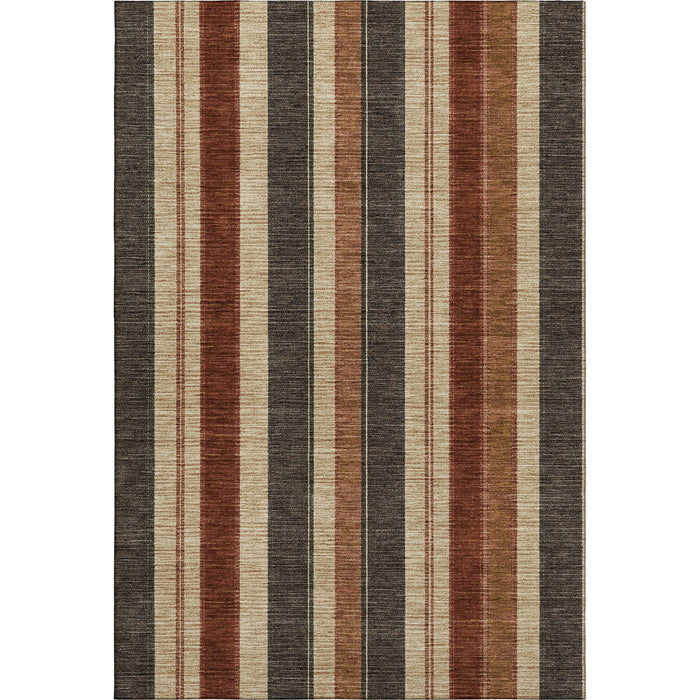 10' X 14' Striped Washable Area Rug With UV Protection (709270) - Chocolate / Rust / Beige