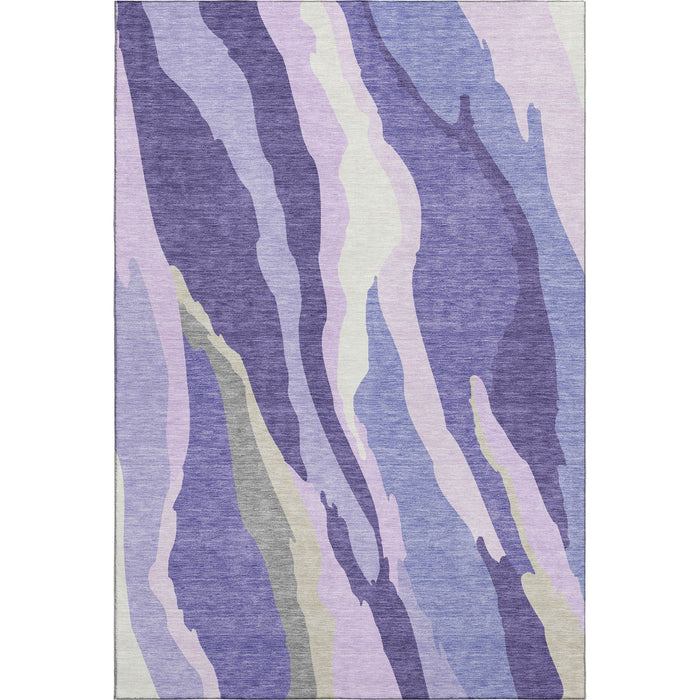 10' X 14' Abstract Washable Area Rug With UV Protection (682145) - Purple / Ivory / Gray