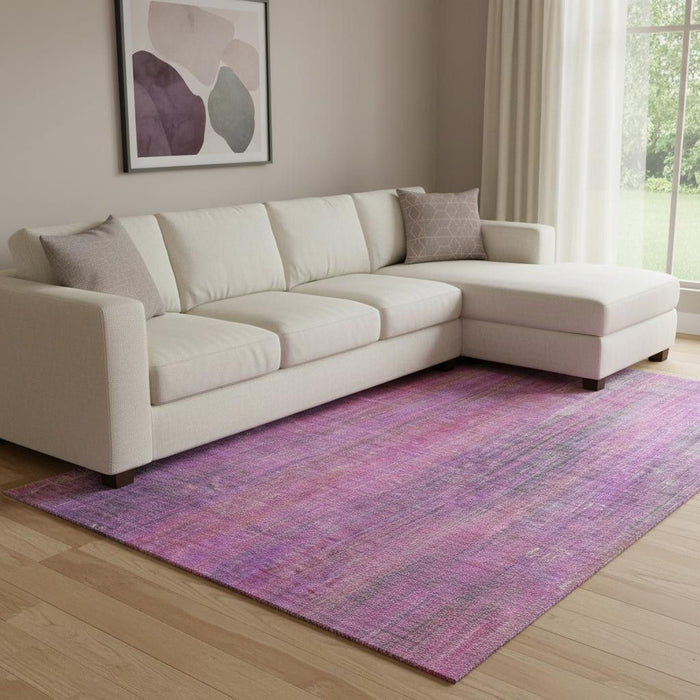9' X 12' Striped Washable Area Rug With UV Protection (648747) - Lilac / Blush