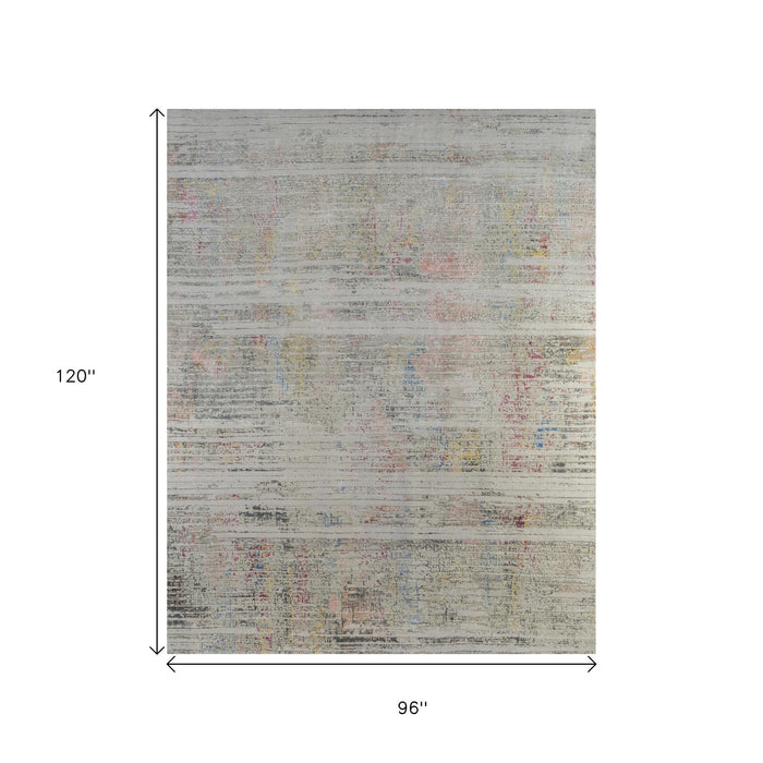 10' X 8' Abstract Hand Knotted Area Rug - Beige