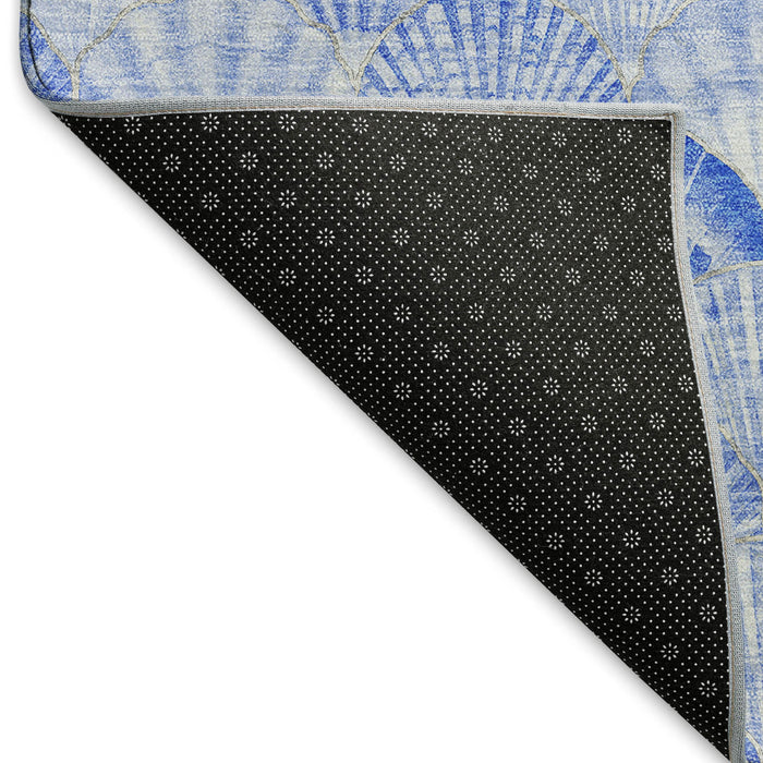 10' X 14' Geometric Washable Area Rug With UV Protection (645738) - Blue / Ivory