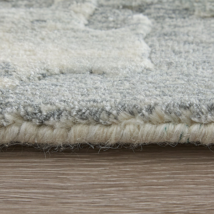 9' X 12' Abstract Hand Woven Area Rug (722117) - Blue / Ivory