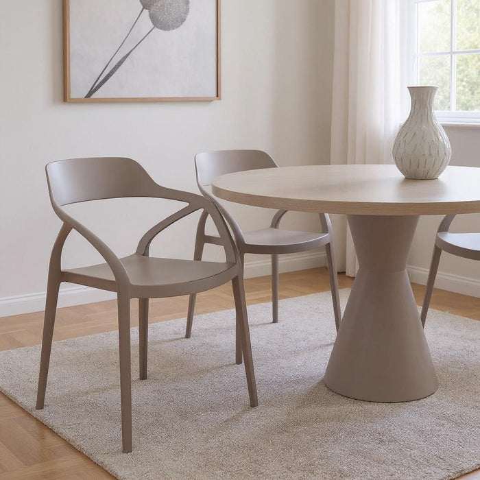 Heavy Duty Plastic Open Back Dining Arm Chair (Set of 4) - Gray