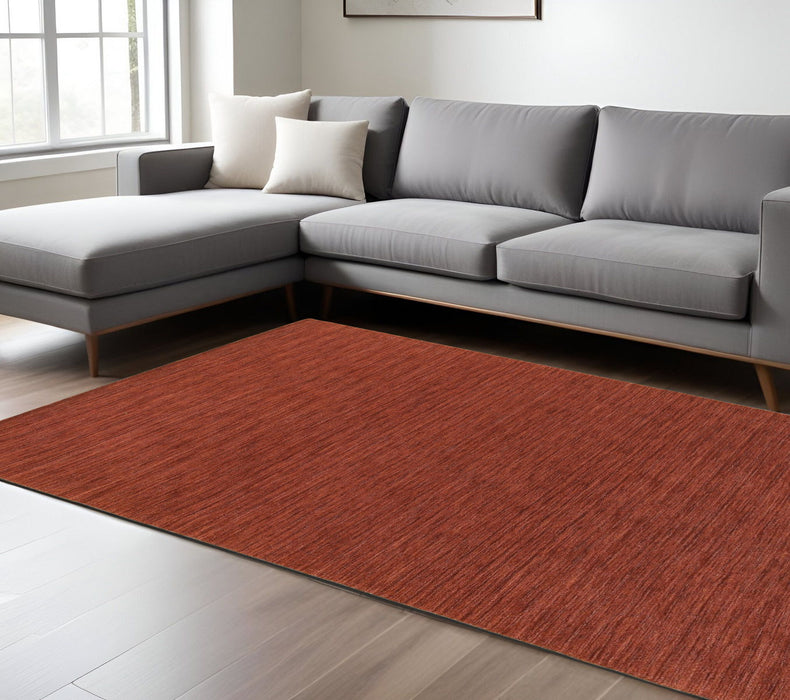 8' X 10' Wool Hand Tufted Area Rug - Rust