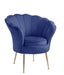 Giga Angelina scalloped back barrel accent chair with metal legs, upholstered in soft fabric, modern and stylish seating option