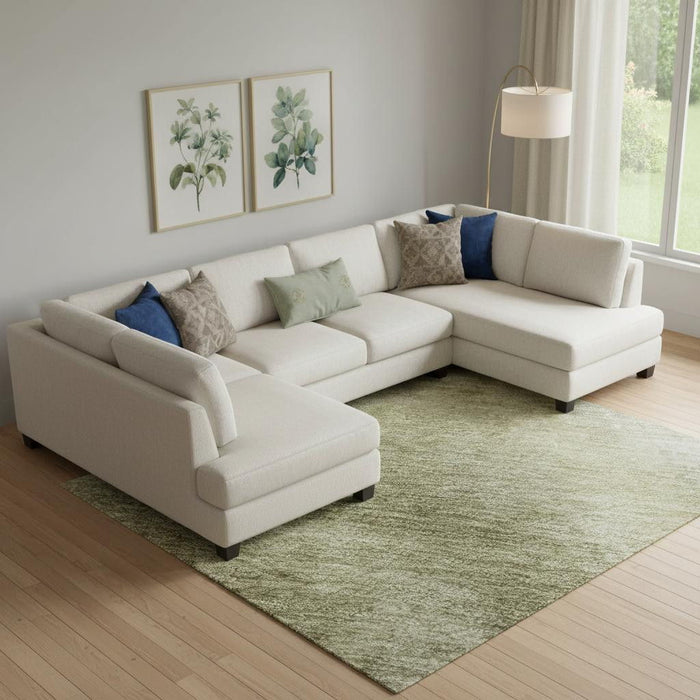 10' X 14' Abstract Washable Area Rug With UV Protection (717650) - Sage / Beige
