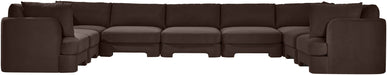 Meridian Furniture Hammond velvet performance fabric 9-piece sectional sofa with plush cushions and modern design.
