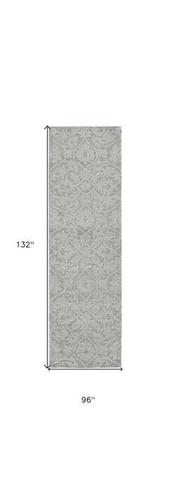 8' x 11' Gray Wool Floral Hand Tufted Area Rug - Gray And Light