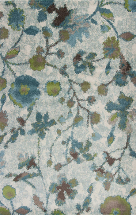10' x 13' Machine Woven Floral Indoor Area Rug - Teal Blue