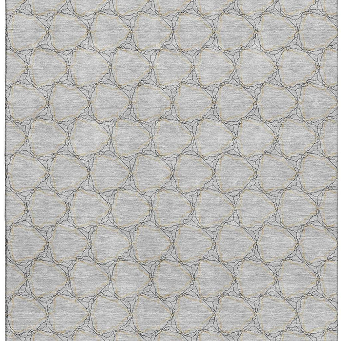 10' X 14' Geometric Washable Area Rug With UV Protection (676050) - Gray / Gold