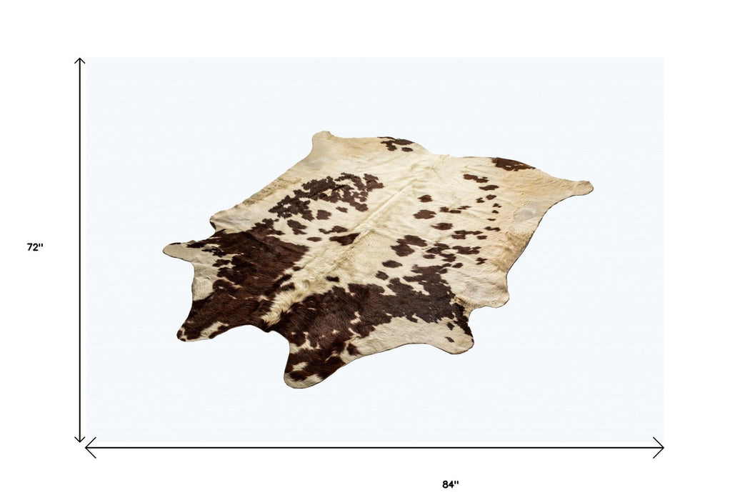 72" x 84" Cowhide Rug - White And Brown
