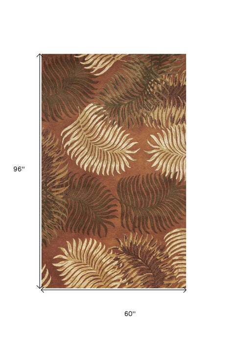 5' x 8' Wool Area Rug - Rust
