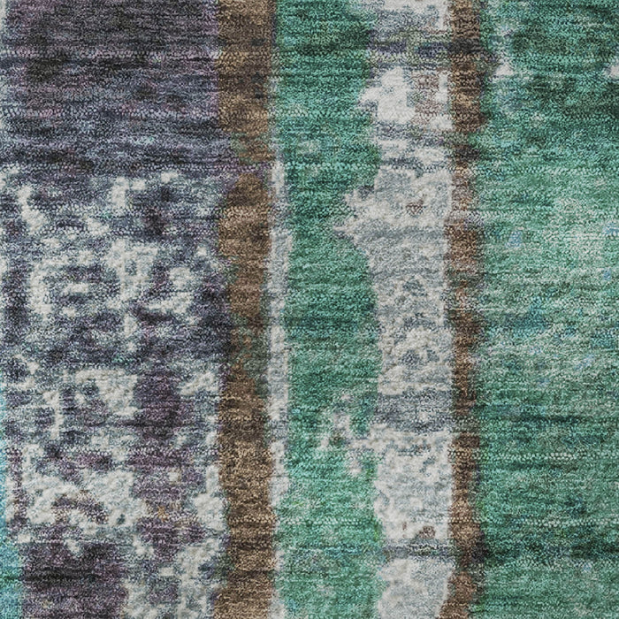 10' X 14' Striped Washable Area Rug With UV Protection (707803) - Teal / Green / Ivory
