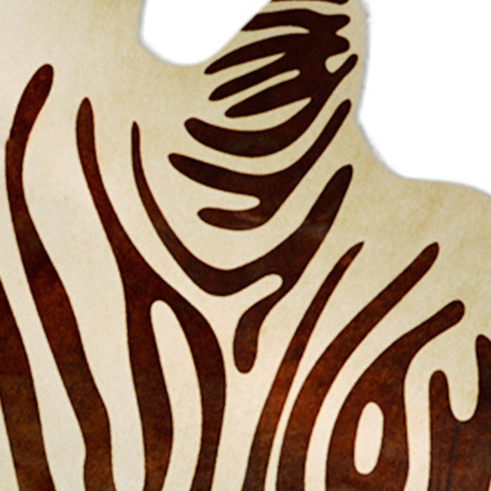 6' x 7' Zebra Print Genuine Cowhide Area Rug - Natural And Brown