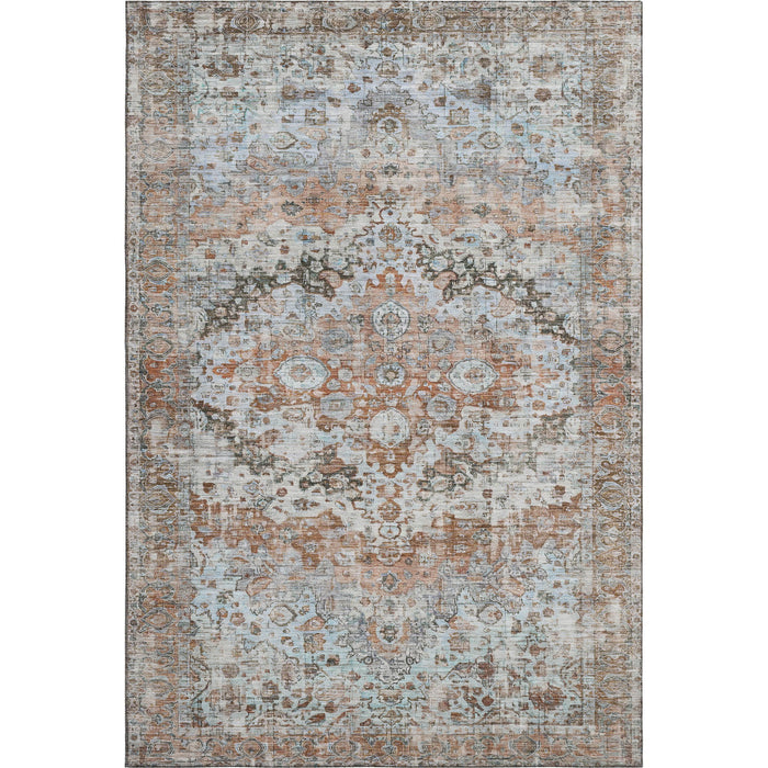 10' X 14' Oriental Washable Area Rug With UV Protection (700289) - Rust / Beige