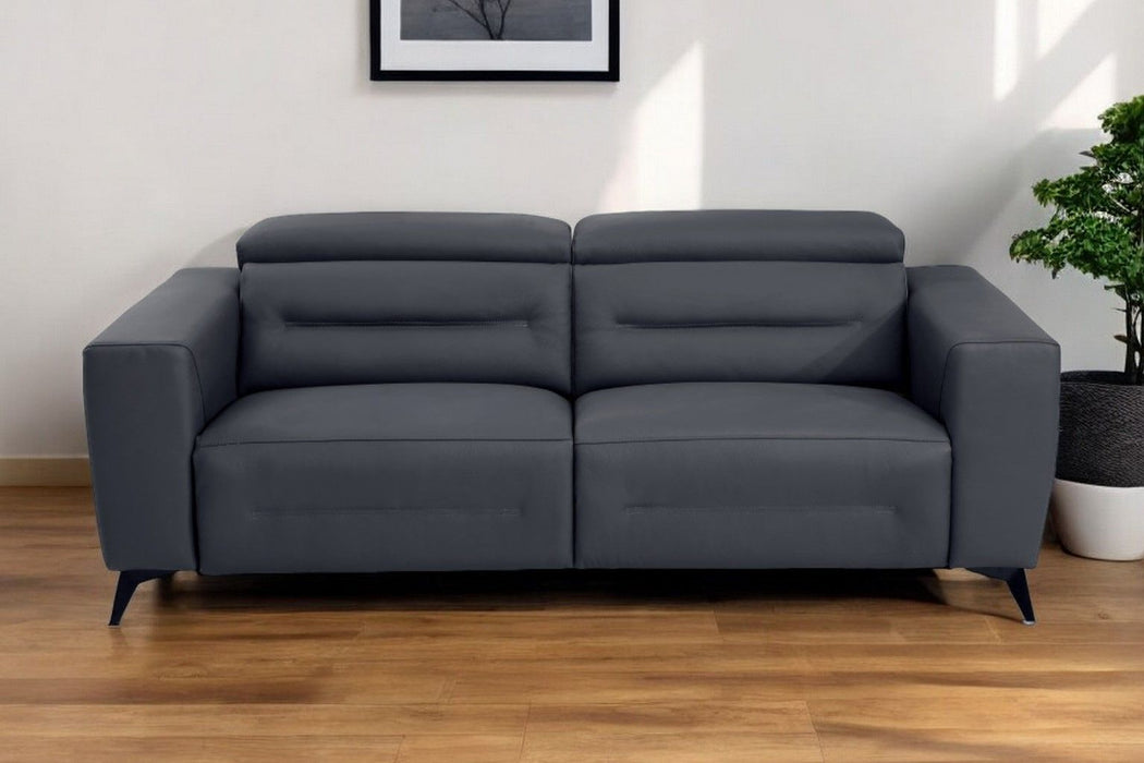 Italian Leather USB Reclining Sofa - Gray